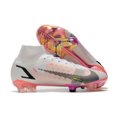 Nike Mercurial Superfly VIII Elite FG Bianco Nero Cremisi Vivace Rosa Blast