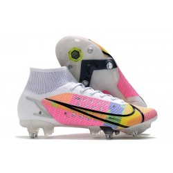 Nike Mercurial Superfly 8 Elite SG-PRO Anti Clog Bianco Nero Rosa