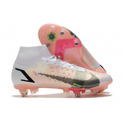 Nike Mercurial Superfly 8 Elite SG-PRO Anti Clog Bianco Nero Cremisi Vivace Rosa Blast