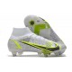 Nike Mercurial Superfly 8 Elite SG-PRO Anti Clog Bianco Nero Metallic Argento Volt