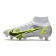 Nike Mercurial Superfly 8 Elite SG-PRO Anti Clog Bianco Nero Metallic Argento Volt