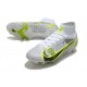 Nike Mercurial Superfly 8 Elite SG-PRO Anti Clog Bianco Nero Metallic Argento Volt