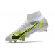 Nike Mercurial Superfly 8 Elite SG-PRO Anti Clog Bianco Nero Metallic Argento Volt