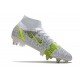 Nike Mercurial Superfly 8 Elite SG-PRO Anti Clog Bianco Nero Metallic Argento Volt