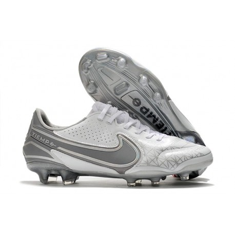 Nuovo Nike Tiempo Legend IX Elite FG Bianco Grigio