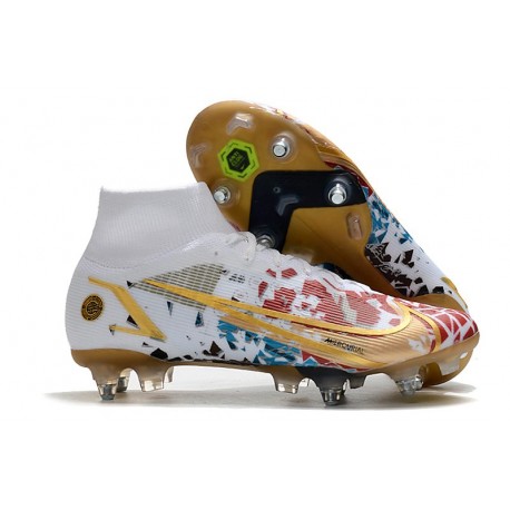 Nike Mercurial Superfly 8 Elite SG-PRO Anti Clog Bianco Rosso Oro