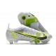 Nike Mercurial Vapor XIV Elite SG Pro Bianco Nero Metallic Argento Volt