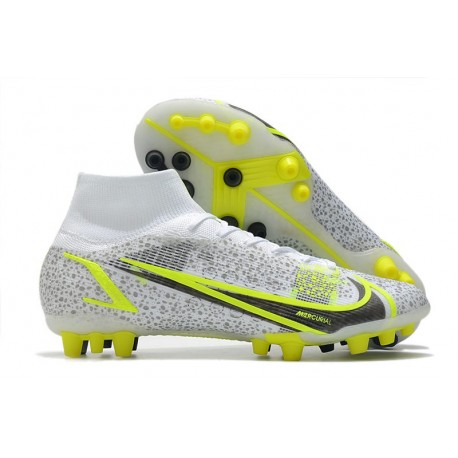 Nike Mercurial Superfly VIII Elite AG Bianco Nero Metallic Argento Volt