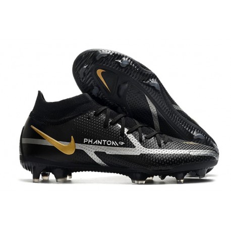 Nike Phantom GT II Elite DF FG Nero Metallic Grigio Scuro Oro Metallico