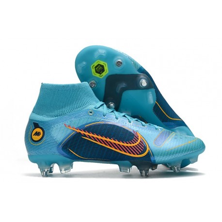 Nike Mercurial Superfly 8 Elite SG-PRO Anti Clog Blu Cloro Arancione Laser Marina