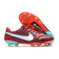 Nuovo Nike Tiempo Legend IX Elite FG Team Rosso Bianco Ibisco Mistico