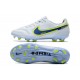 Nuovo Nike Tiempo Legend IX Elite FG Bianco Blu