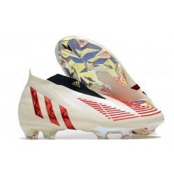 adidas Predator Edge+ FG Scarpini Bianco Off Rosso Vivido Oro Metallico