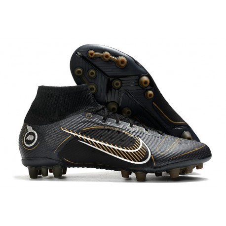 Nike Mercurial Superfly VIII Elite AG Nero Oro Metallico Argento Metallico