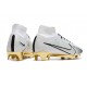 Nike Scarpe Zoom Mercurial Superfly IX Elite FG Bianco Oro Metallico