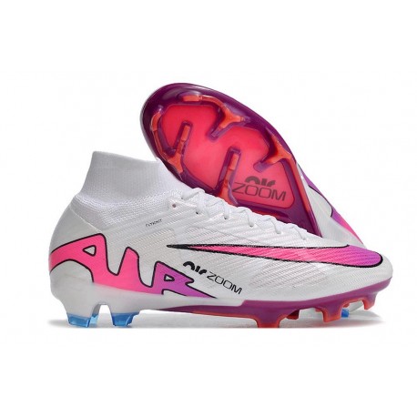 Scarpe Nike Zoom Mercurial Superfly IX Elite FG Bianco Rosa Blu