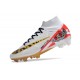 Scarpe Nike Zoom Mercurial Superfly IX Elite FG MR Bianco Rosso Oro