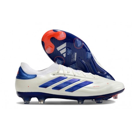 Scarpe Adidas Copa Pure 2 Elite + FG Pelle Ftwr Bianco Blu Lucido Rosso Solare