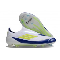 adidas Scarpa da Calcio F50 Elite LL FG Bianco Giallo Solare Blu Lucido