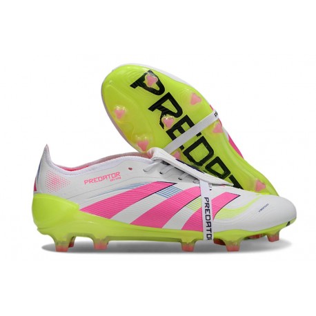 adidas Predator Elite Foldover Tongue FG Bianco Rosa Lucido Limone Lucido