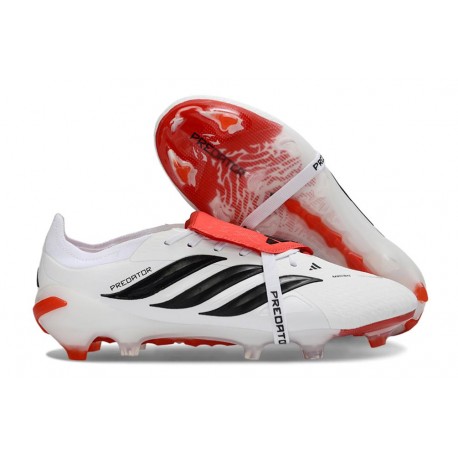 adidas Predator 26 Elite Fold-over Tongue FG Bianco Nero Rosso