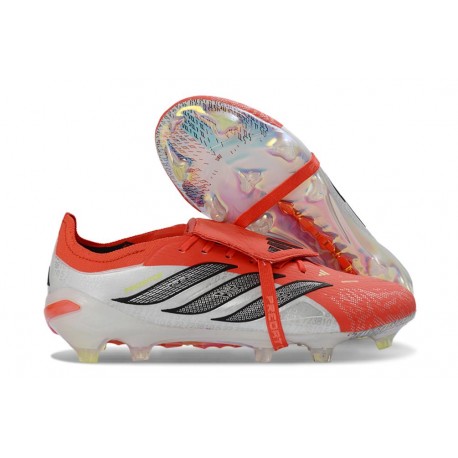 adidas Predator 26 Elite Fold-over Tongue FG Rosso Lucido Nero Core Ftwr Bianco