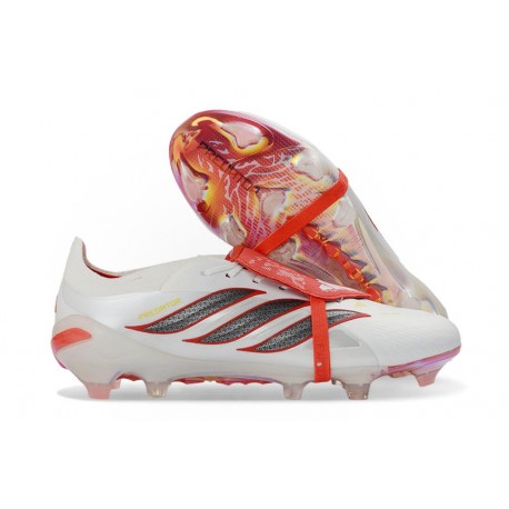 adidas Predator 26 Elite Fold-over Tongue FG Bianco Rosso Nero