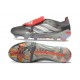 adidas Predator 26 Elite Fold-over Tongue FG Ferro Metallizzato Zero Metallico Rosso Lucido