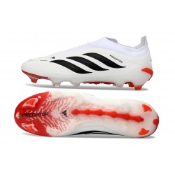Scarpe da Calcio adidas Predator Laceless Elite FG Bianco Nero Rosso