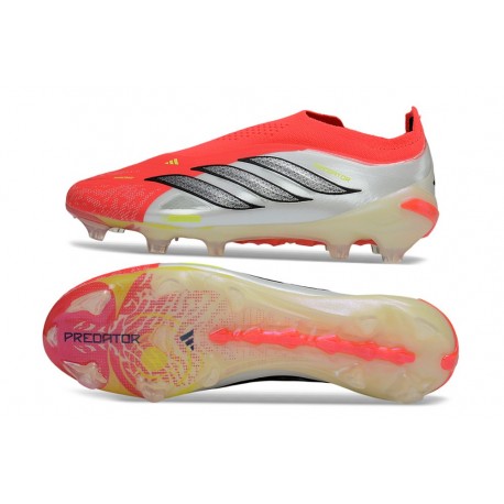 Scarpe da Calcio adidas Predator Laceless Elite FG Bianco Rosso Nero
