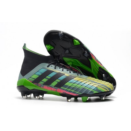 Scarpe da Calcio 2018 Adidas Predator Telstar 18.1 FG per Uomo - mescolare il colore verde nero giallo