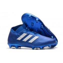 Scarpe da Calcio Adidas Nemeziz 18+ FG Blu Bianco