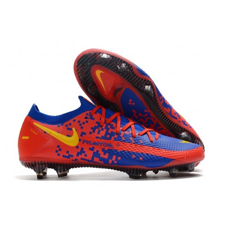 Nuovo 2021 Nike Phantom GT Elite FG Blu Rosso Giallo