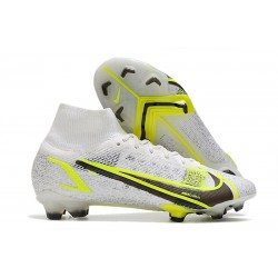 Nike Mercurial Superfly 8 Elite DF FG Bianco Nero Metallic Argento Volt